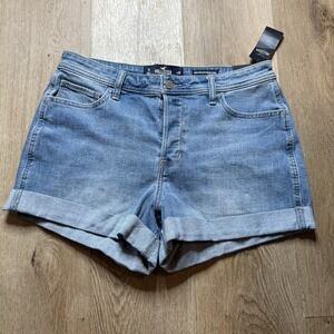 Hollister High-Rise Boyfriend Denim Shorts Cuffed Womens Size 11 (30) 3" Inseam